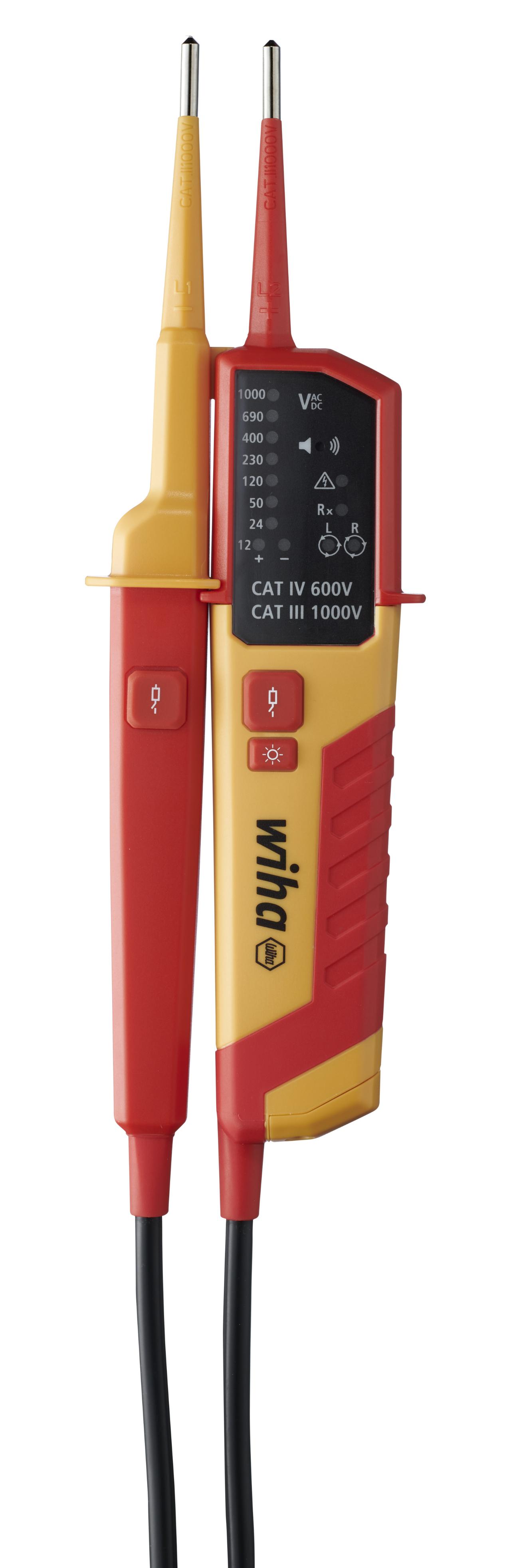 Wiha Voltage and continuity testers 12 – 1,000 V AC, CAT IV incl. 2x AAA batteries (45216)