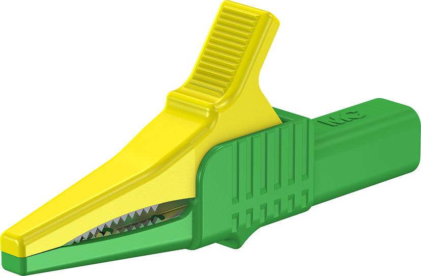 4 mm safety test clip green/yellow