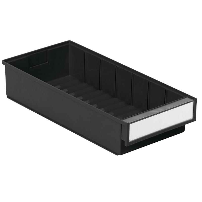 Shelf bin 186x400x82 Black ESD