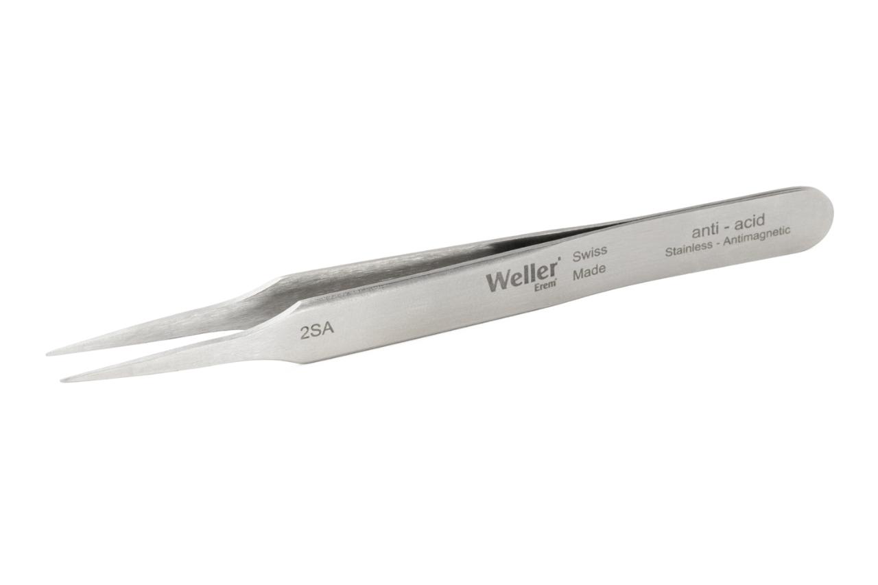 Precision tweezers with medium-pointed tips.