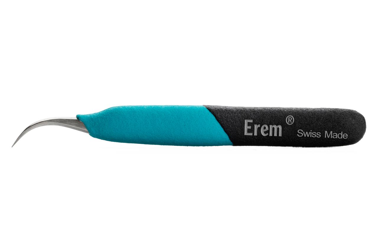 Ergonomic precision tweezers with curved strong tips