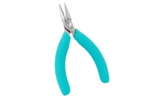 Chain nose pliers with narrow half-round jaws.