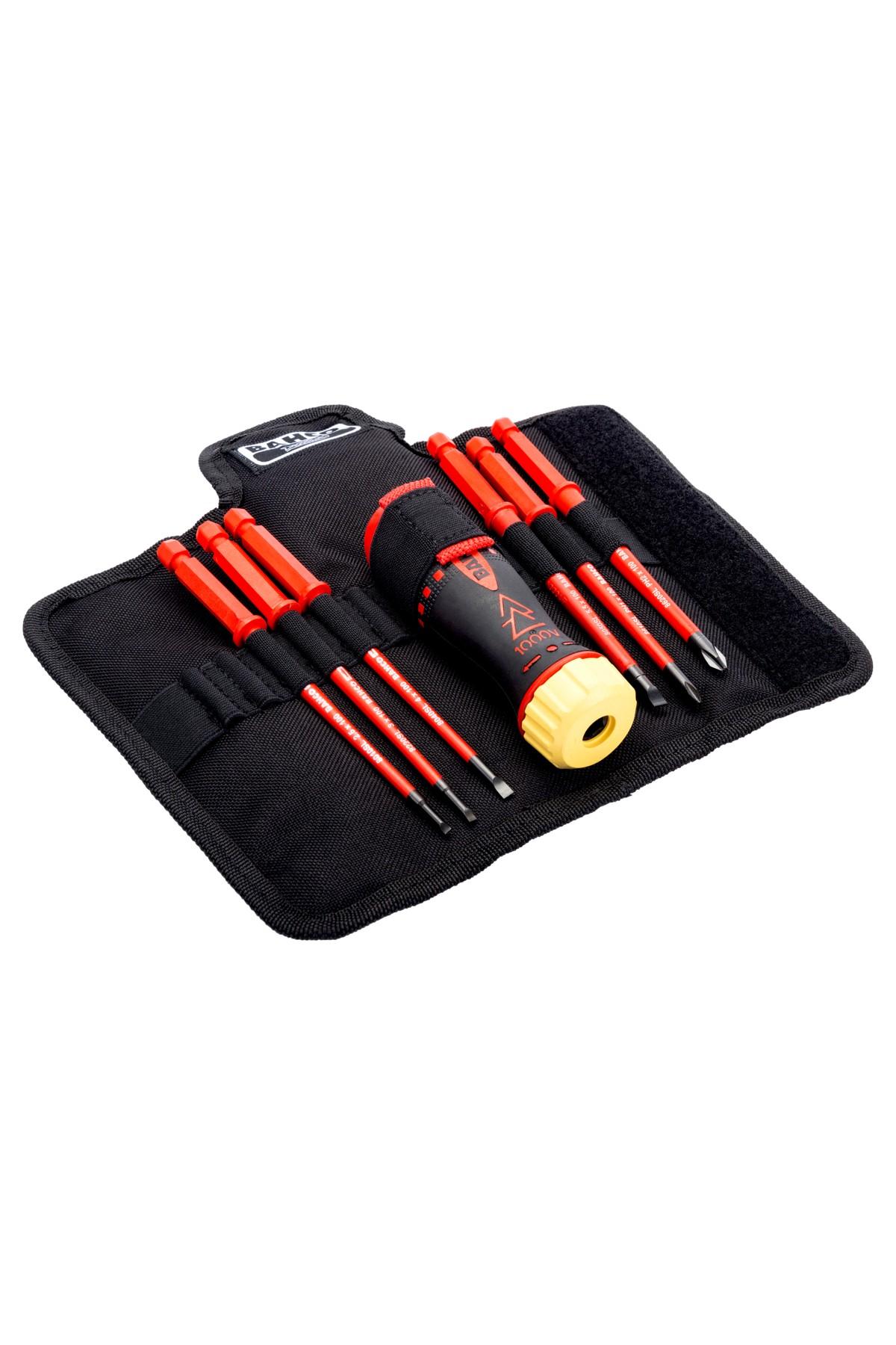 Insulated screwdriver set with straight slot and Phillips, replaceable blades in set - 6 pcs