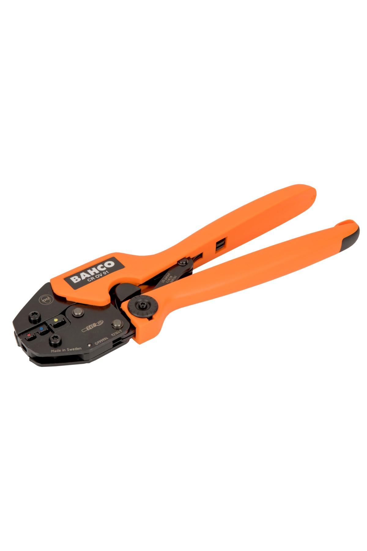 Crimping pliers with ratchet function for insulated connectors - Oval profile