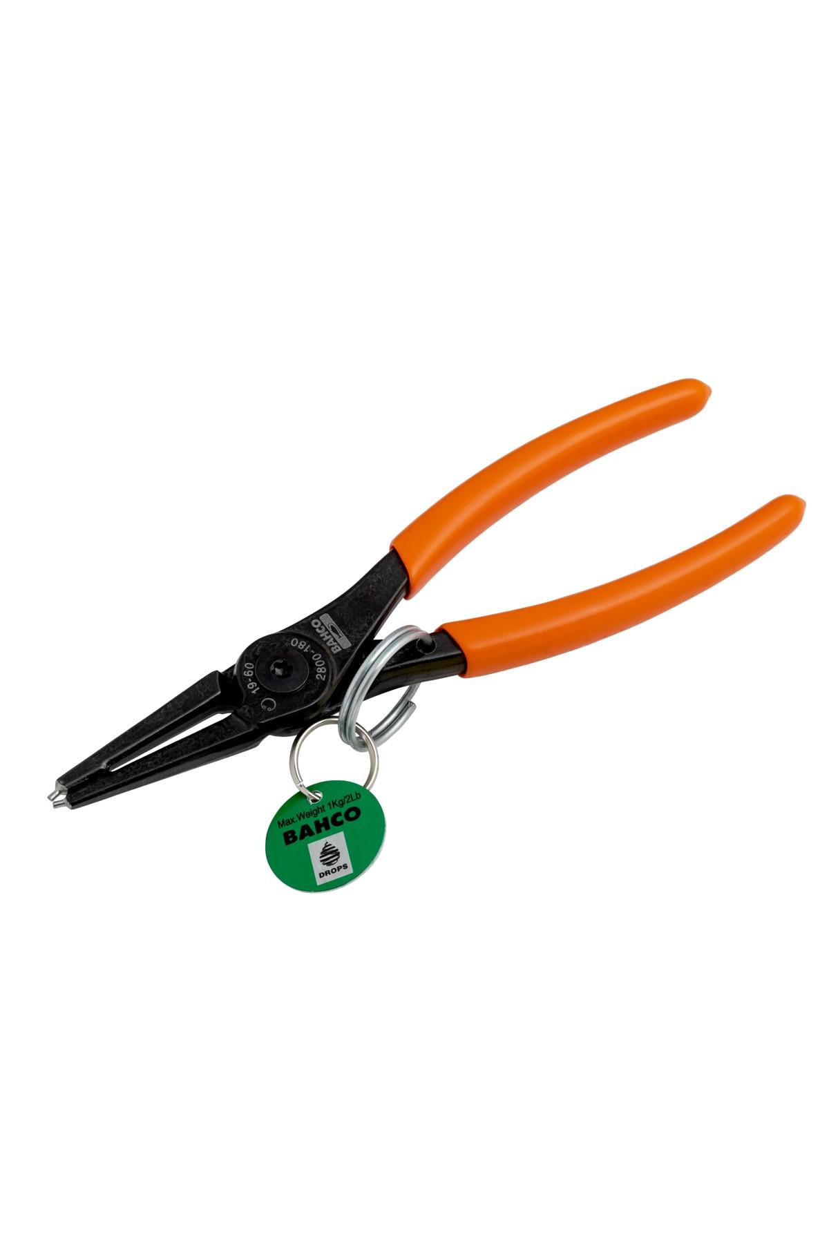 Internal locking ring pliers with straight jaws 180mm height-secured