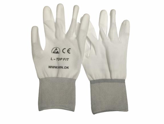 Gloves, ESD, White, Top Fit Size L, gray cuff