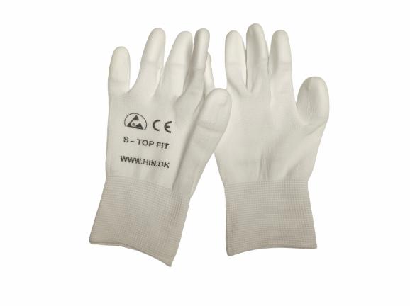 Gloves, ESD, White, Top Fit Str.S, white cuff