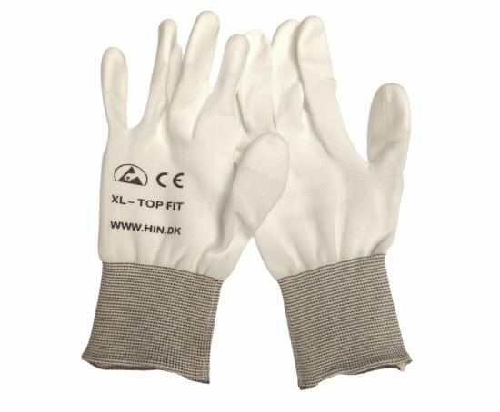 Gloves, ESD, White, Top Fit Size XL, light brown cuff