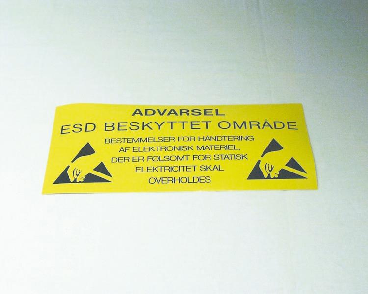 Sign yellow 150x300mm ESD protected area
