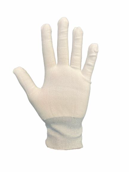 Gloves, ESD, White, Knob Fit Size, gray cuff, w / pads