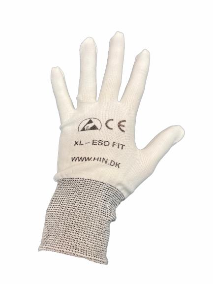 Gloves, ESD, White, Knob Fit StrXL, light brown cuff, w / dots