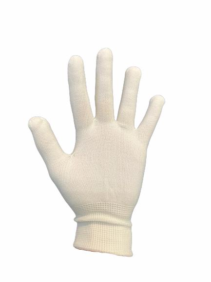 Gloves, ESD, White, Knob Fit Size, white cuff, w / pads