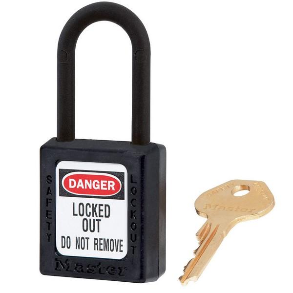 MASTER LOCK Black dielectric Zenex thermoplastic safety padlock, 38mm wide with 38mm nylon shackle