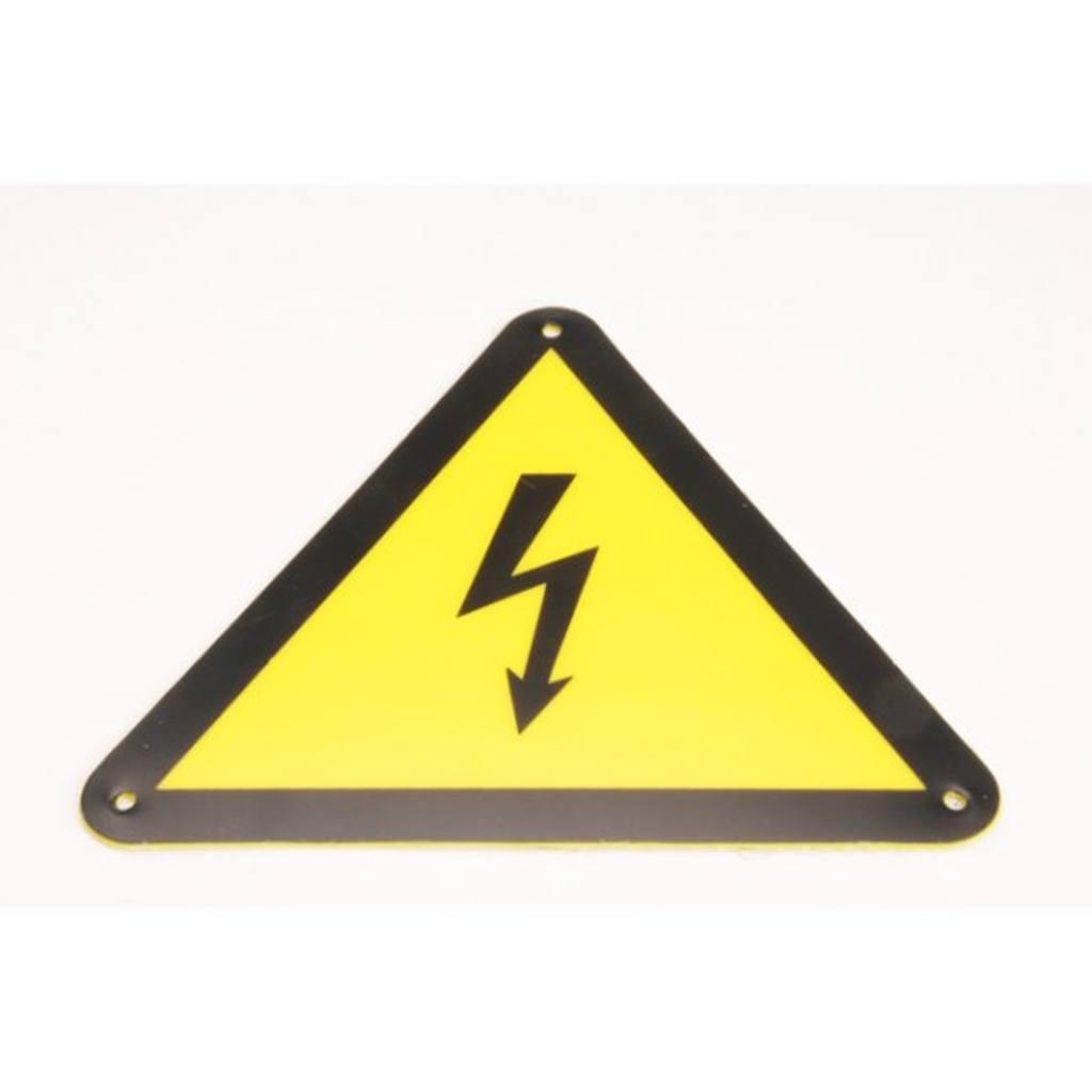 Black / yellow PVC sign with zipper triangular 155x155x155mm
