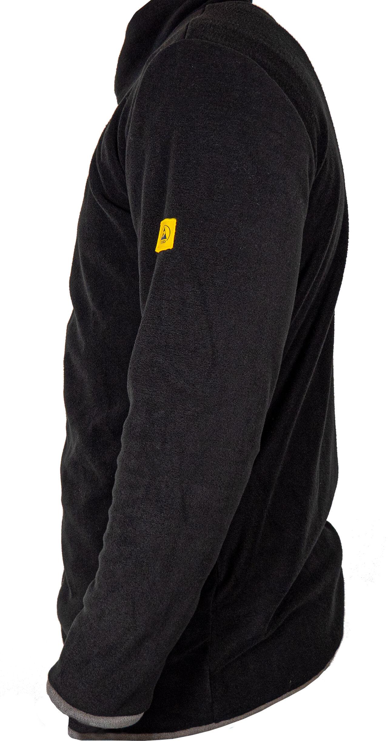 ESD fleece jacket with long zip, unisex, black/grey