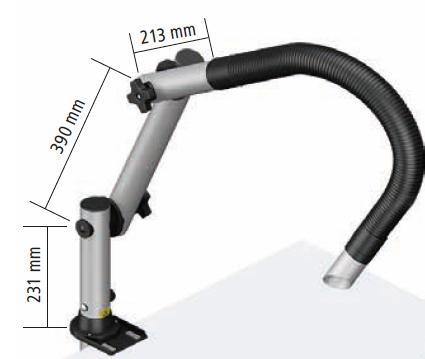 Easy-Click 60 2 joint aluminium extraction arm with sloped and stop valve
