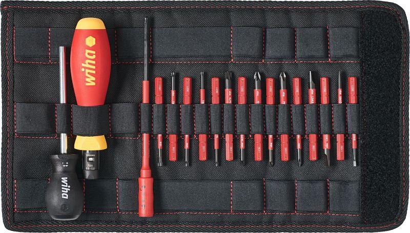 Wiha Torque screwdriver set TorqueVario®-S electric 0.8-5.0 Nm mixed, with 19 parts, variably adjustable torque limitation, incl. folding bag (36791)