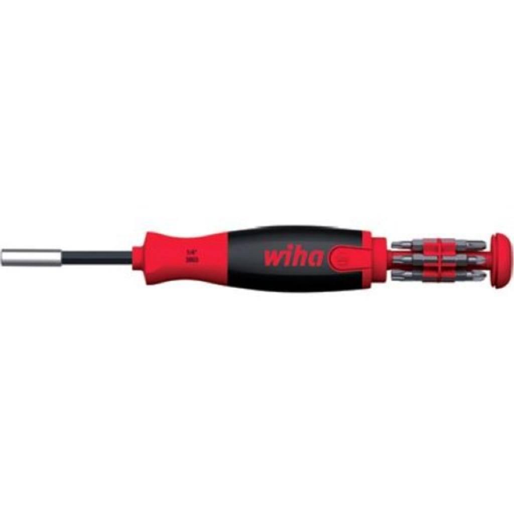 Wiha Magnetic screwdriver with bit magazine LiftUp 25 with 12 different bits, 1/4 (38600)