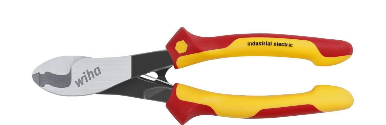 Wiha Cable cutter Industrial electric with opening spring that can be switched on and off 210 mm, 8 1/4 (43663)