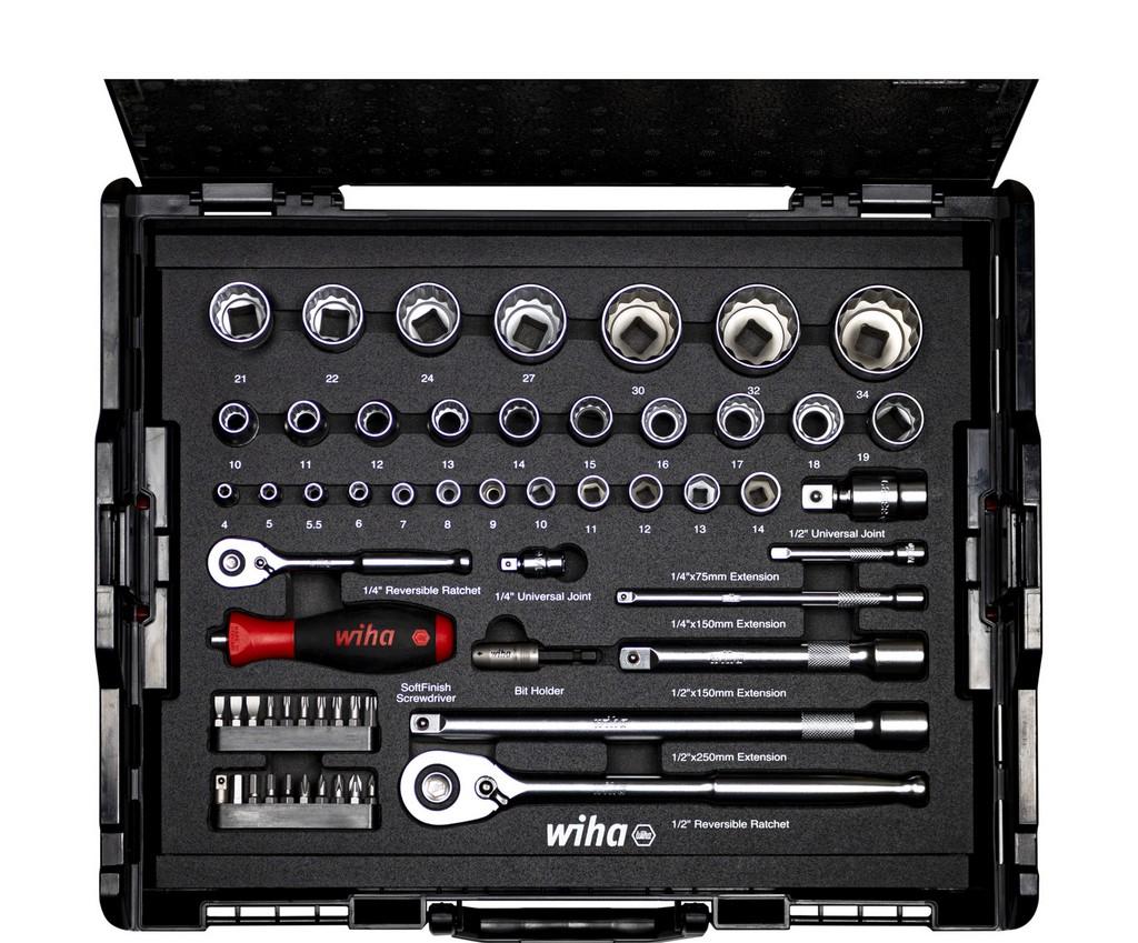 Wiha Socket wrench and bit set 1/4 and 1/2 60 parts incl. L-Boxx (44685)