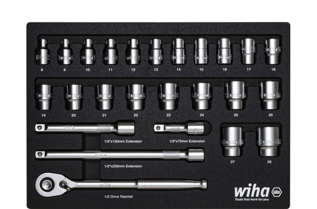 Wiha Ratchet wrench set 1/2 26 parts incl. Foam insert (44740)