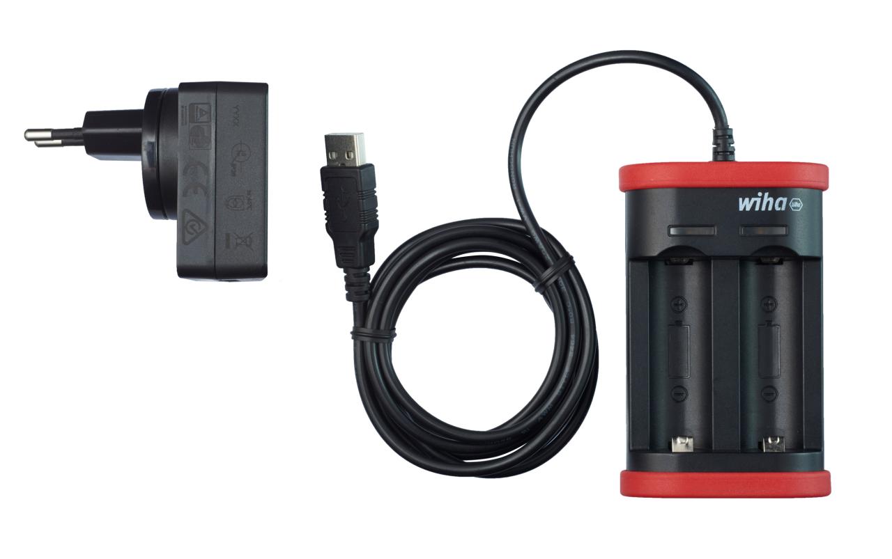 Wiha Charger for rechargeable battery type 18500 li-ion with USB and Eurostik (41915)