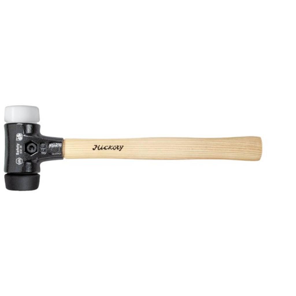Wiha Safety plastic hammer medium soft/very hard with Hickory wooden handle, round impact head 30, 290 mm (26657)