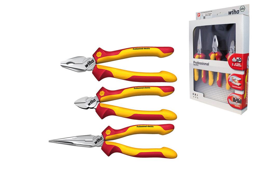 Wiha Pliers set Professional electric Combination, pointed pliers, side bite pliers with 3 parts. (26852)